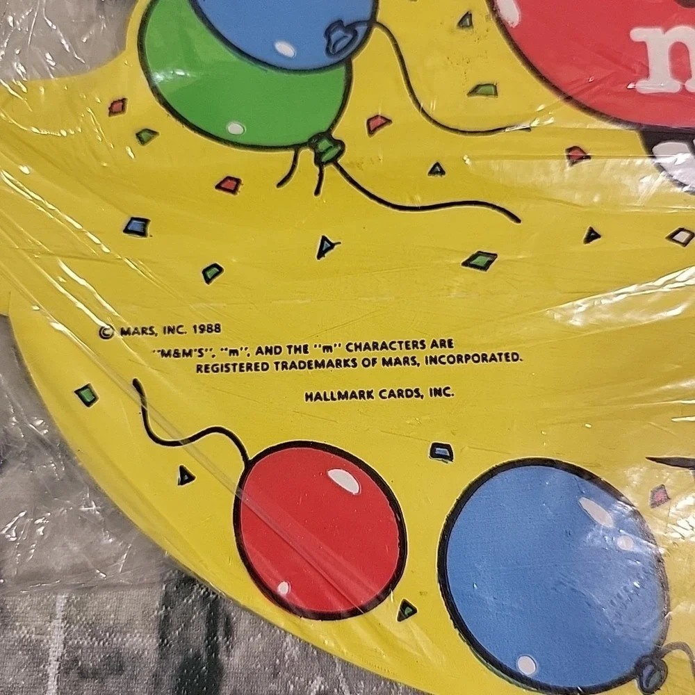 Vintage 80s M&Ms Party Hats Hallmark Ambassador Mars Candy Sealed 4pack NOS